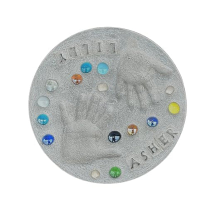 Large DIY Stepping Stone Kit, Handprint Stepping Stone, Mother's Day Gift, Footprint Stepping Stone (12 Inch + Stamp Set) - size: 12 Inch + Stamp Set