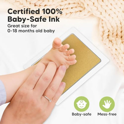 4pk Inkless Baby Hand and Footprint Kit, Mess Free Ink Pads (Gold/Silver, L) | Large Size, Newborn Keepsake, Dog Nose, Paw Print Kit, Clean Touch Ink Pads, Baby Handprints Footprints Kit, New Mom Gifts - color: Gold/Silver, size: 4-Pack, Large 3.1” x 4.9”