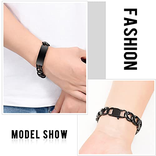 constantlife Cremation Bracelet for Ashes for Men - Stainless Steel Cuban Link Urn Bracelet Keepsake Ash Holder Cremation Memorial Jewelry - color: Black