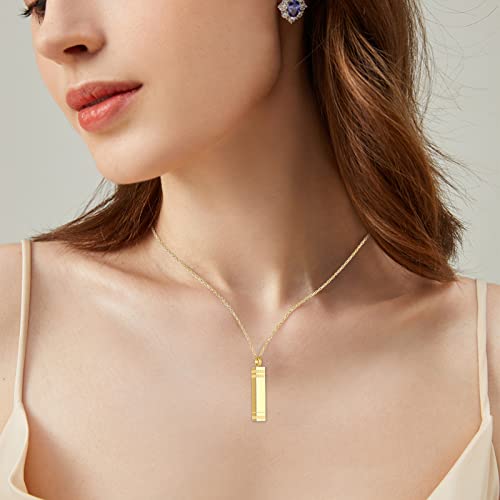abooxiu Urn Necklace for Ashes Memorial Cremation Jewelry for Ashes Stainless Steel Ashes Jewelry Cube Ashes Necklace Bar Urn Pendant for Women Men - style: Engraved-Gold