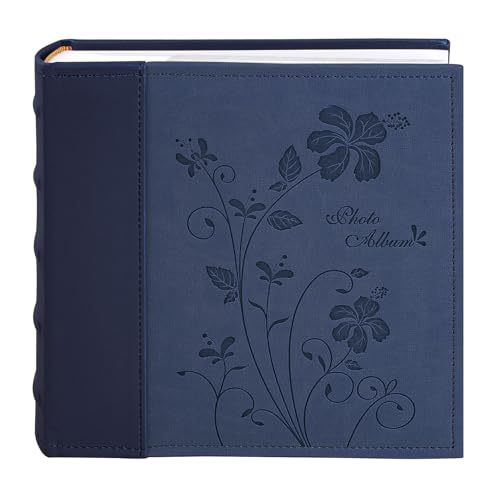 Photo Album Hold 200 4x6 Photos with Memo Writing Space (Dark Blue) - color: Dark Blue