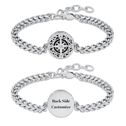 constantlife Compass Urn Bracelet for Ashes Stainless Steel Adjustable Link Bangle Cremation Keepsake Loved Ones Memorial Jewelry for Women Men - color: Customize