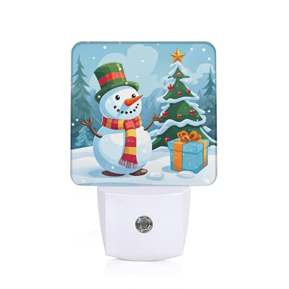 Christmas Night Light, Snowman Night Lights Plug Into Wall with Dusk to Dawn Sensor Wall Lamp, Nightlights for Bedroom, Bathroom, Hallway, Kitchen, Gifts Ideal for Girls Women - color: Winter Snowman, Christmas