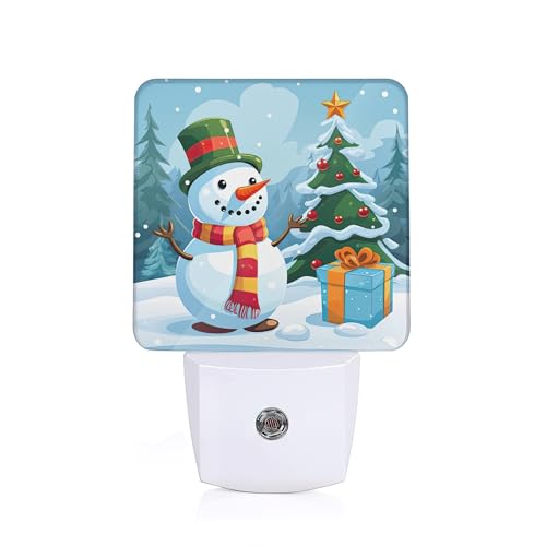 Christmas Night Light, Snowman Night Lights Plug Into Wall with Dusk to Dawn Sensor Wall Lamp, Nightlights for Bedroom, Bathroom, Hallway, Kitchen, Gifts Ideal for Girls Women - color: Winter Snowman, Christmas