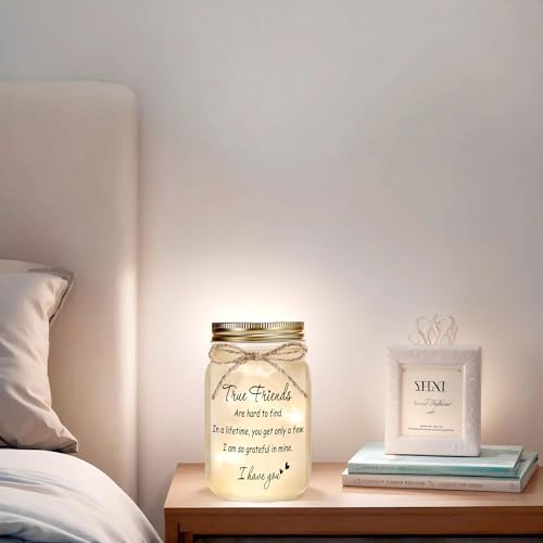 Best Friend Gift for Women Mason Jar Night Light True Friends - color: Transparent