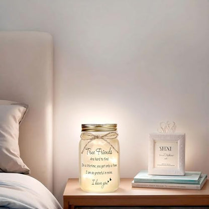 Best Friend Gift for Women Mason Jar Night Light True Friends - color: Transparent
