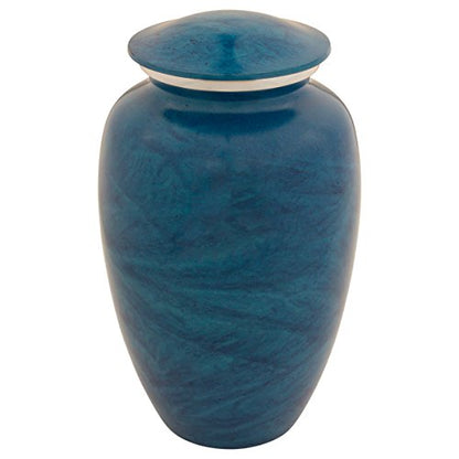 Monet Cremation Urn for Ashes, Aluminum, Blue Urn, Adult Sized Cremation Urn, 10.5 Inches High - color: Blue