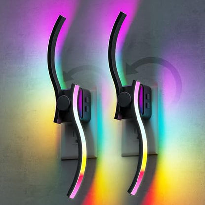 L LOHAS LED Night Light, 2 Pack Night Lights Plug into Wall - color: Wave-RGB, size: 2 Pack
