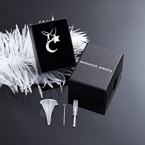 memorial jewelry Small Star Charm Cremation Urn Pendant Ashes Memorial Necklace for Woman Free Filling Kits Include - color: 2PC-Sliver