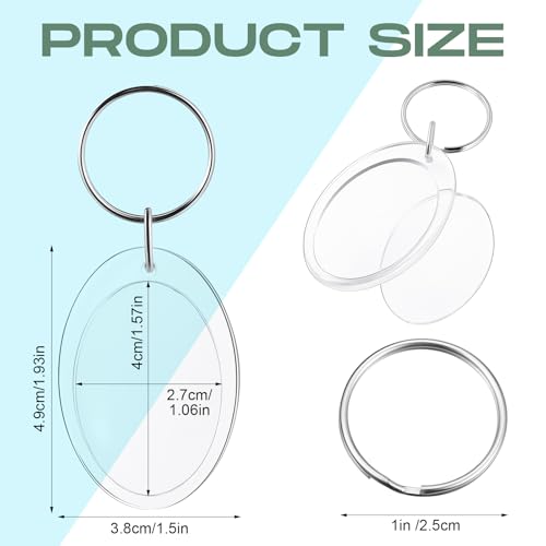 Junkin 150 Pack Acrylic Photo Keychains Clear Personalized Picture Frame Keychain Holder Blank Photo Insert Keyring DIY Favor - style: Oval