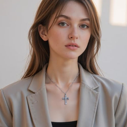 Rope Winding Cross Urn Necklaces for Ashes Cremation Jewelry Pendant Necklace Memorial Keepsake Jewelry Cross Ashes Pendant with Mini Keepsake Urn Memorial - color: Silver