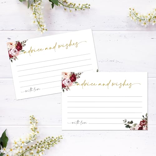 Advice and Wishes Cards – 50 Pcs Flowers Perfect for the Bride and Groom, Baby Shower, Bridal Shower, Wedding Shower, Graduation Party, Retirement Party, Anniversary -A08 - color: Flowers, size: Standard Cards