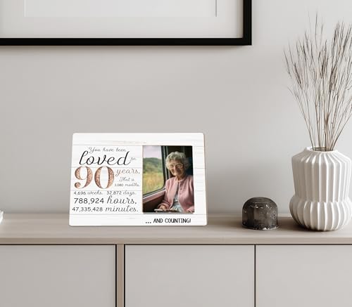 90th Birthday Gifts for Women Men，You Have Been Loved for 90 Years Picture Frame,90 Years Old Gift for Grandma Grandpa Mom Dad Photo Frames - color: 90th