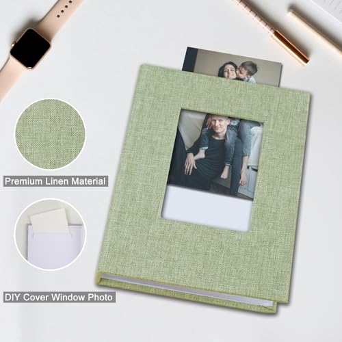 Photo Albums 4x6 Pictures, Polaroid Photos Album Book, Photo Book Small Linen Cover Photo Album, 50 Page Holds 100 Pictures, Photobook for Valentines Day, Anniversary, Vacations, Wedding Baby Green - color: Green