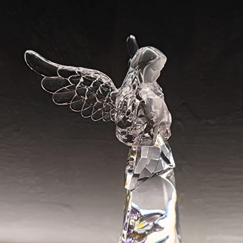 Praying Angel Acrylic Statue 8.6”H LED Lighted Christmas Decor | LED Acrylic Praying Angel Statue Symbol Of Peace Luck Dual Power Night Light Ornament For Holiday Mother’s Day Gifts