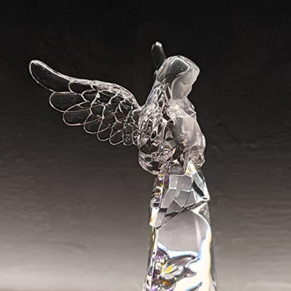 Praying Angel Acrylic Statue 8.6”H LED Lighted Christmas Decor | LED Acrylic Praying Angel Statue Symbol Of Peace Luck Dual Power Night Light Ornament For Holiday Mother’s Day Gifts