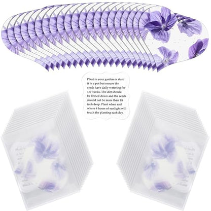 Heart Shaped Plantable Seed Paper Cards, 24 Pack Purple – Wildflower Seed Cards for Weddings, Baby Shower, Bridal Showers, Thank You & Party Favors Grow Your Own Flowers, Pollinator Friendly Gift Idea
