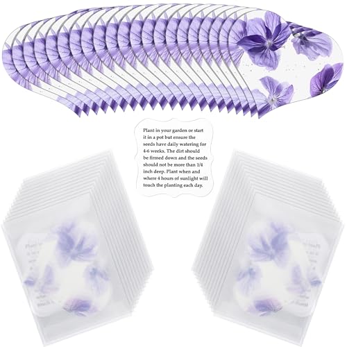 Heart Shaped Plantable Seed Paper Cards, 24 Pack Purple – Wildflower Seed Cards for Weddings, Baby Shower, Bridal Showers, Thank You & Party Favors Grow Your Own Flowers, Pollinator Friendly Gift Idea