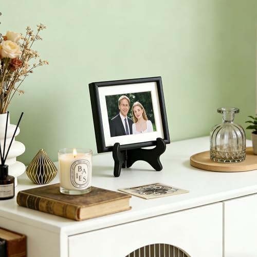 Artliving Black 6" Wood-Like Plastic Easels Plate Display Stands Picture Frame Stand Holder-Set of 4 - size: 6 inch