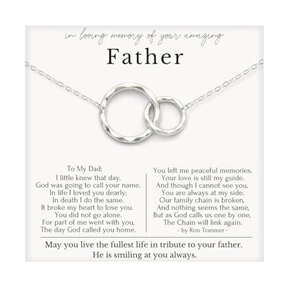 HOPE LOVE SHINE Sympathy Gift for Loss of Loved One - Remembrance, Bereavement, Memorial Necklace, Jewelry 16+2", 14k Gold Plated Sterling Silver - color: Sterling Silver, style: FATHER