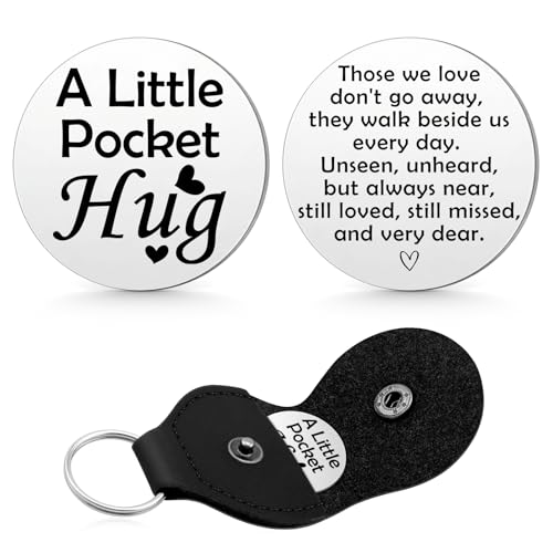 Sympathy Gifts for Loss of Loved Pocket Hug Token Keychain Memorial Gift Grieving Keepsake for Mom Dad Grandma Friend Sisters Brothers Remembrance Condolence Funeral Sentimental Coin Holder Keychain