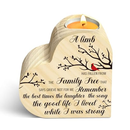 Sympathy Candle Gifts, Loss of Loved One Sympathy Candle Holders, Memorial Wooden Heart Candle Holders, Funeral Grief Condolence Memorial Gift for Loss Loved One, Double Sided Printing - color: Candle-limb-tree