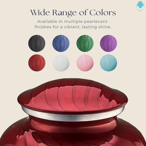 Embrace Adult Personalized Doves Cremation Urns for Human Ashes I Large Picture Pearl Candy Red Funeral Urn for Adult Men and Women with Double Side Engraving I 200 lbs - color: _Pearl Candy Red (Double Sided)