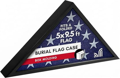 Americanflat Large Flag Display Case for Folded 5x9.5' Burial Flags - Engineered Wood Display Box for Wall or Tabletop - Silhouette Collection - Black - color: Black, style: 5x9.5 Burial Flag