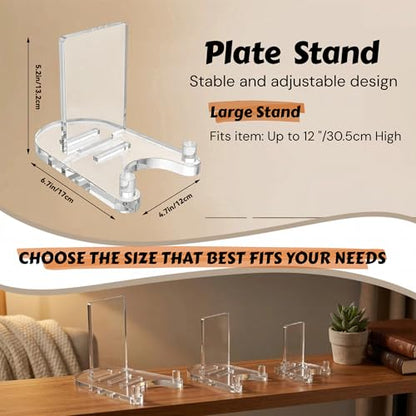 2 Pack Acrylic Easel Display，Plate Stands for Display，Adjustable Clear Display Holder for 8" to 12" Platter, Book, Card, Frame, Picture, Artwork, Plaque - size: Large - 2pack（8“-12”）
