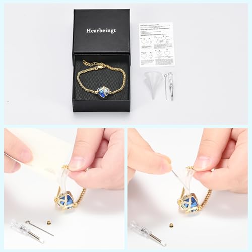 Hearbeingt Crystal Heart Urn Bracelet for Ashes Cremation Jewelry for Women - color: Customize
