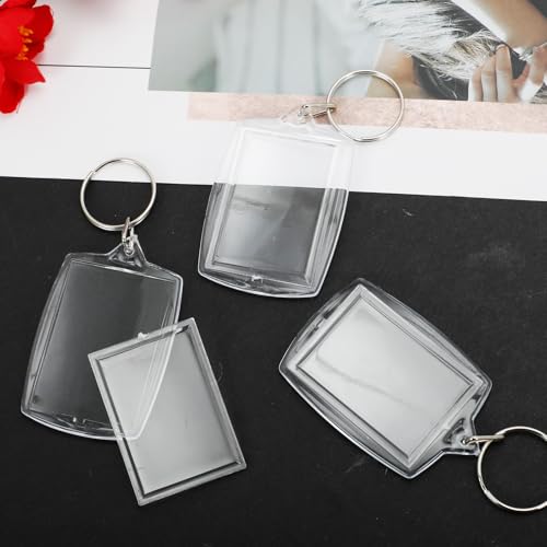 20Pcs Acrylic Keychain Blanks, Acrylic Photo Frame Keychain for Personalized Pictures, Artwork, Gifts with Split Rings