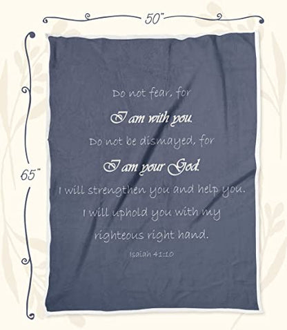 "Compassion Sympathy Blanket - Double Layer 65x50 Throw Blankets | Bed - Healing Gifts for Women , Scripture Blue , super soft, plush, and warm blanket - color: Blue Indigo, size: Isaiah 41:10