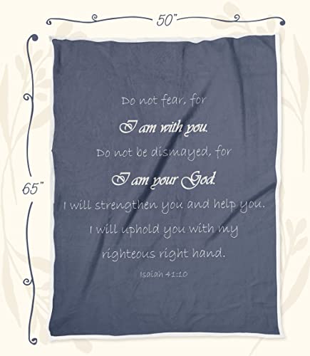 "Compassion Sympathy Blanket - Double Layer 65x50 Throw Blankets | Bed - Healing Gifts for Women , Scripture Blue , super soft, plush, and warm blanket - color: Blue Indigo, size: Isaiah 41:10