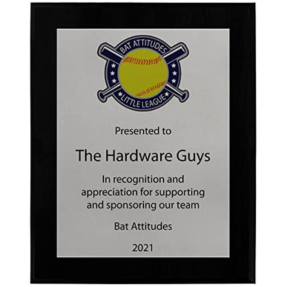 Support and Sponsor Team Plaque - Include your Custom Message, Photo and Logo (8 X 10") - size: 8 X 10"