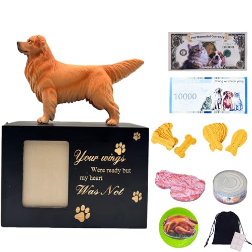 pet urns for Dogs Wood Box Dog urns for Ashes with Photo Frame Lock pet Ashes Keepsake urn for Dog Ashes Home Memorial Decor - color: Golden Retriever 2266, size: Black framed urn