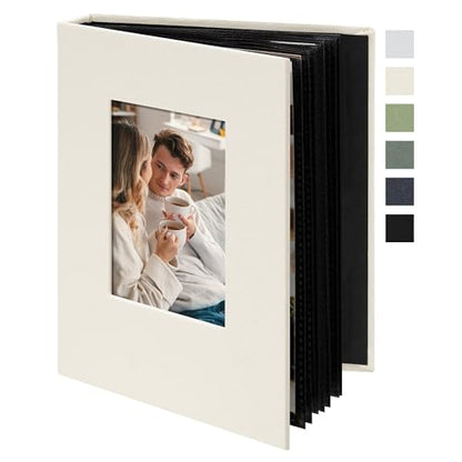 Small 4x6 Photo Album 24 Pockets Linen Cover Beige - color: Beige, size: 24 Pockets