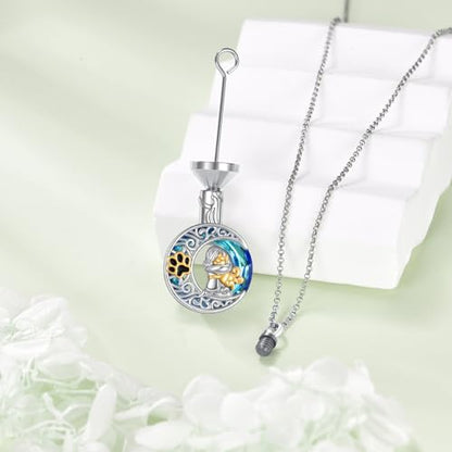 925 Sterling Silver Urn Necklace for Ashes, Teardrop/Tree of Life/Sunflower/Dragonfly/Sea Turtle/Celtic Knot/Elephant/Hummingbird Memorial Cremation Pendant Necklaces for Animal Human Ashes - color: F: Dog