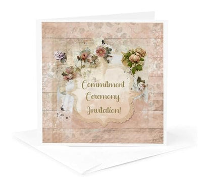 3dRose Image of Vintage Commitment Ceremony Invitation 1 Greeting Card with envelope - size: 5.5”
