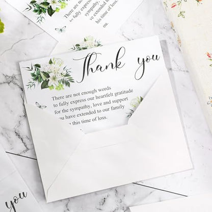 Marspark 25 Pack Sympathy Thank You Cards for Funeral with Envelopes Sticker and Message Memorial Bereavement Postcards for Loved Ones Family Friends Celebration of Life(Lily) - style: Lily