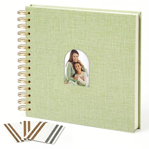 Vienrose Scrapbook Album,40 Pages,10x10 Inch,Grass Green | Linen Arch Window,Personalized DIY Photo Album – Wedding,Baby Shower,Anniversary,Travel,Keepsake Gift - color: Grass Green, size: 10 INCH 40 Pages