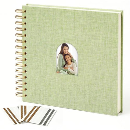 Vienrose Scrapbook Album,40 Pages,10x10 Inch,Grass Green | Linen Arch Window,Personalized DIY Photo Album – Wedding,Baby Shower,Anniversary,Travel,Keepsake Gift - color: Grass Green, size: 10 INCH 40 Pages