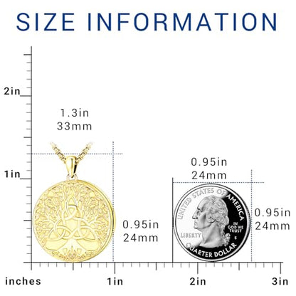 Picture Locket Necklace for Women Men Rose 14K Real Gold 925 Sterling Silver Jewelry Heart Locket Necklace that Holds Pictures Tree of Life Viking Wolf Celtic Knot St Christopher St Michael Pendant - color: I2-8-Celtic Locket-K Gold