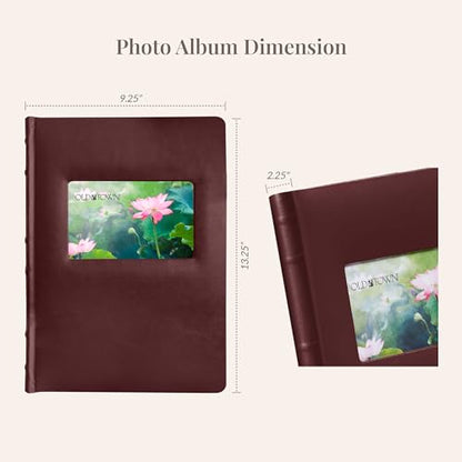 Old Town 2-Pack Bonded Leather Photo Albums, Multi Size Photo Album 5x7 & 4x6 Slots, Acid-Free Photo Album 4x6 300 Photos or 100 5x7 Photos, 50 Double-sided Welded Pages, Burgundy - color: Burgundy