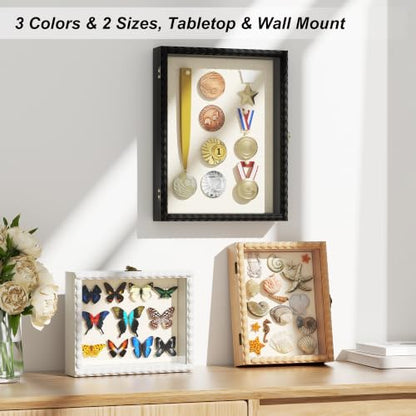 Love-KANKEI Deep Shadow Box Frame 8x10,Solid Wood Beaded Edge Frame,Black - color: Black, size: 8x10