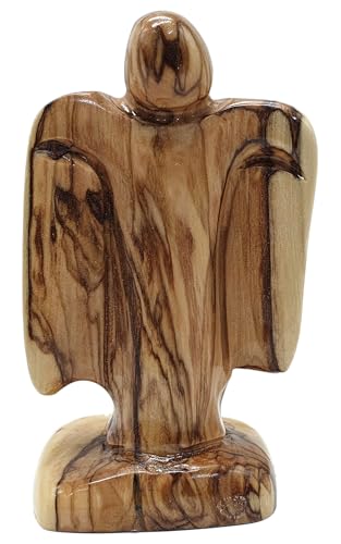 Zuluf Olive Wood Faceless Guardian Angel Statue 3.8" – Hand Carved Angel Figurine from Bethlehem – Christian Tabletop Decor – Baptism, Confirmation, Sympathy & Memorial Religious Gift - color: 3.8" Guardian Angel