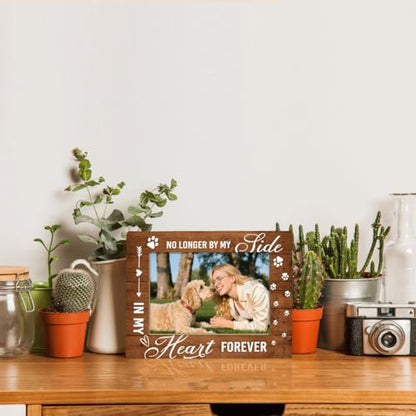 Pet Memorial Picture Frames, No Longer By My Side Forever In My Heart, Photo Gifts Wooden Pictures Frame, Dog Cat Wood Picture Frame, Sympathy Gift for Dog Loss 7.9*5.7inches - color: Style 4