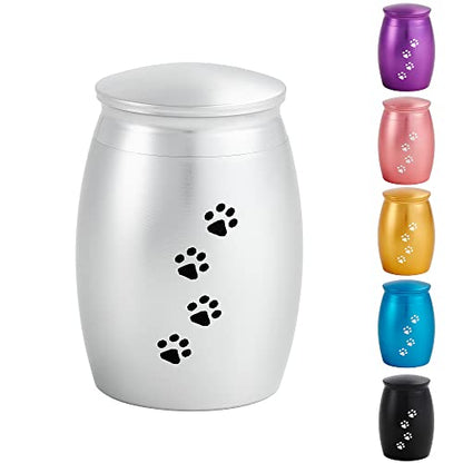 Small Urns for Pet Ashes,Silver Mini Urn for Dog/Cats Ashes - color: Silver