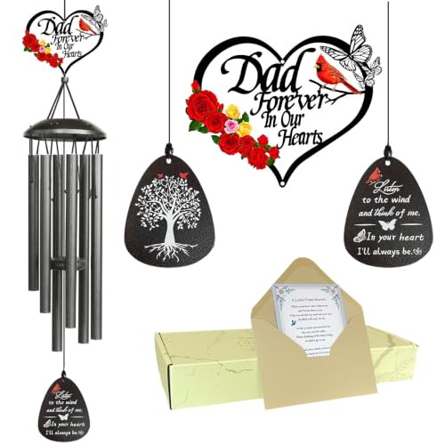 40" Memorial Wind Chimes for Loss of Father,Memorial Gifts for Loss of Dad,Sympathy Gifts for Loss of Dad Father,Funeral Bereavement Condolence Remembrance Gifts ,Large Cardinal Wind Chime Outside
