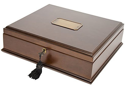 Romeo Memory Keepsake Box Organizer with Mahogany Wood Finish - Large Personal Storage Box with Locking Lid | Wooden Memory Box Gift for Anniversary, Wedding, Valentine, Birthday