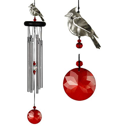 Woodstock Chimes Signature Collection, Crystal Cardinal Chime, 18'' Decor Designs Wind Chimes for Outdoor, Patio, Home or Garden Décor (WFCRD)